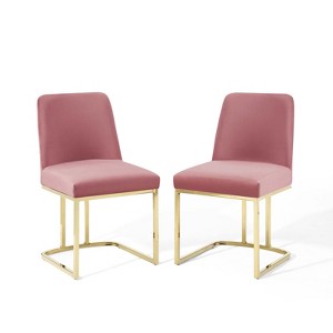 Modway Amplify Sled Base Performance Velvet Dining Chairs - Set of 2 - 1 of 4