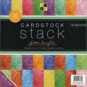 DCWV Single-Sided Cardstock Stack 12"X12" 30/Pkg-Glitter, White Core, 12 Color/2-3 Each - 1 of 1