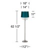 360 Lighting Modern Floor Lamp 62.5" Tall Satin Steel Crystal Chandelier Teal Blue Satin Drum Shade for Living Room Reading Bedroom Office - image 4 of 4