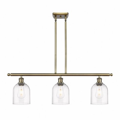 Bella - 3 Light Stem Hung Island In Industrial Style-10 Inches Tall and 36 Inches Wide