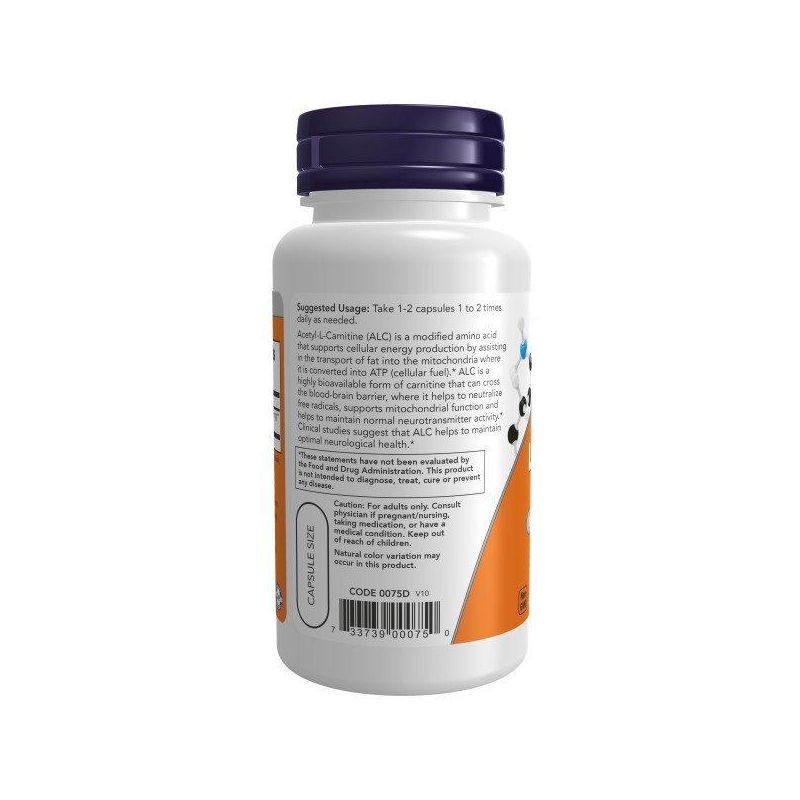 Now Foods Acetyl-L-Carnitine 500mg  -  50 Capsule, 3 of 4