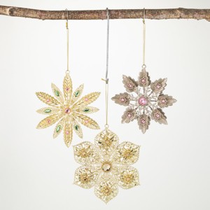 6.5"H, 6"H and 5.5"H Sullivans Snowflake Ornament - Set of 3, Gold Christmas Ornaments - 1 of 2