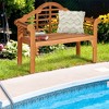 MOEPISY 49 Inch Eucalyptus Wood Outdoor Folding Bench With Backrest Armrest - 3 of 4
