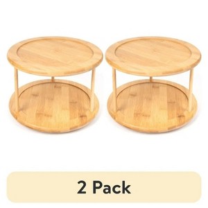 LunaLulinlk (2 pack) Kitchen Organizer Bamboo Turntable 2-Tier Spice Rack, 10.04 DIA x 6.89 in - 1 of 4