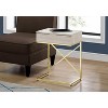 Monarch Specialties Accent Table Side End Nightstand Lamp Storage Drawer Living Room Bedroom Metal Laminate Beige Marble Look Gold Contemporary Modern - 3 of 4