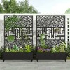 Wooakway 72"H Two-tone Patio Planter Box with Trellis Metal Raised Garden Bed Black Decorative Privacy Screen with Wheels - 2 of 4