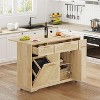 Kitchen Island with Foldable Leaf Top & Rattan Cabinets - 53.1" Countertop, 2 Drawers, Wheels with Brakes, Spice Rack, Mobile Prep Station - 4 of 4