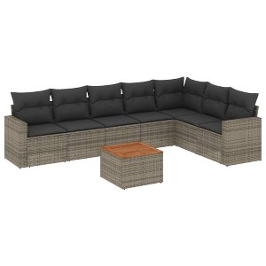 vidaXL Garden Sofa Set Grey, Dark Grey, Brown - 1 of 4
