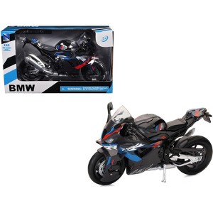BMW M 1000 RR Motorcycle Black with Red and Blue Stripes 1/12 Diecast Model by New Ray - 1 of 3