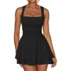 Clotth Elegant Women's Square Neck Ruffle Hem Mini Dress Ruched Waist Short Party Dresses - 2 of 4