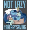 Juniors Womens Lilo & Stitch Not Lazy, Saving Energy Racerback Tank Top - 2 of 4