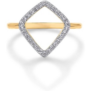 14K Gold Plated Two Tone Mixed Metal Diamond Shaped Geometric Ring with Cubic Zirconia - 1 of 4
