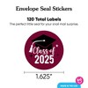 Big Dot of Happiness Class of 2025 Maroon Grad Party Envelope Seal Stickers, Round Circle Stickers to SealCards, Graduation Envelope Seals - 120 Count - 3 of 4