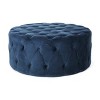 Vynxaria Modern Glam Velvet Cocktail Ottoman with Button-Tufted Diamond Stitching,Blue - 3 of 4