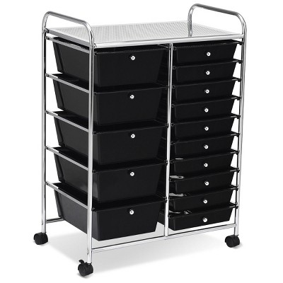 Costway 15 Drawer Rolling Organizer Cart Utility Storage Tools Scrapbook Paper Multi-Use