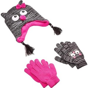 Girls Critter Winter Hat and 2 Pair Gloves or Mittens (Toddler/Little Girls) - 1 of 4