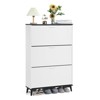 47" Farmhouse Shoe Cabinet with 3 Flip Drawers - Freestanding Narrow Entryway Storage, White Shoe Rack Organizer for Hallway (Shoe Storage Cabinet) - 2 of 4