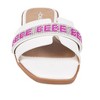 bebe Women's Slide Sandals - Slip-On Comfort with Rhinestone, Pearl, and Logo Embellished Straps - Casual Flat Sandals - 4 of 4