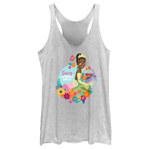 Women's Disney Tiana Jazzy Spring Days Racerback Tank Top - 1 of 4