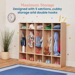 5-Section Coat Locker with 10 Cubbies, 5 Hooks, 2 Storage Bins & Anti-Tip Kit Clothes Cubby Cabinet for Kindergarten, School & Home - 1 of 4