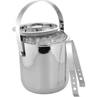 Sol Living 3 Qt. Double Wall Stainless Steel Ice Bucket Includes Tongs and Lid