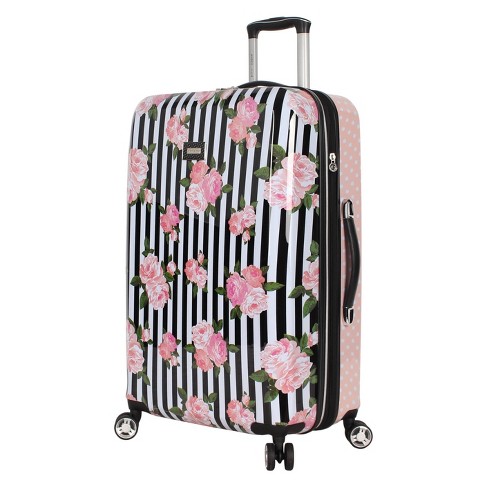 Betsey Johnson Expandable Hardside Medium Checked Spinner Suitcase ...