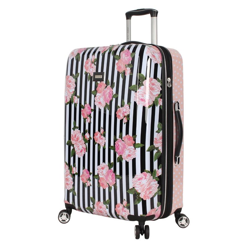 Betsey Johnson Expandable Hardside Medium Checked Spinner Suitcase, 1 of 6