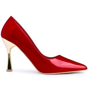 BLISSFUL STEP Women's Pointed Toe Stiletto Heel Faux Leather Pumps - 1 of 4