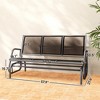 3-Person Outdoor Patio Glider Bench, Porch Glider Swing with 3 Seats, Breathable Mesh Fabric, Metal Frame - 3 of 4