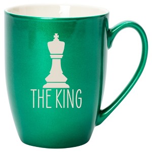 100 North Chess Game 10 Ounce Emerald Green Metallic Finish, Comfortably Fits Your Hands, New Bone China Coffee Tea Cup Mug, The King - 1 of 1