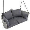 Nestfair 51.9" 2-Person Gray Wicker Porch Swing with Ropes and Cushion Gray - 2 of 4