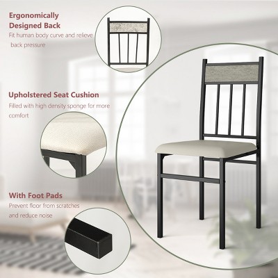 Modern 5-Piece Dining Set with Faux Marble Top and Gray Upholstered Chairs