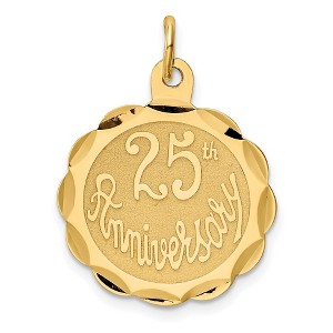 Black Bow Jewelry 14k Yellow Gold 25th Anniversary Disc Charm or Pendant, 20mm - 1 of 4
