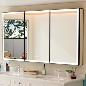 Grand Bathroom Medicine Cabinet with LED Mirror, Recessed or Surface Mount, Defogger, Adjustable Shelves, Dimmable - 1 of 4