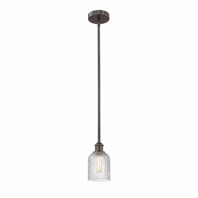 Bridal Veil - 1 Light Stem Hung Mini Pendant In Art Deco Style-8.5 Inches Tall and 5 Inches Wide