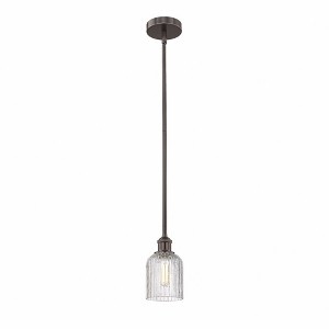 Bridal Veil - 1 Light Stem Hung Mini Pendant In Art Deco Style-8.5 Inches Tall and 5 Inches Wide - 1 of 1