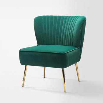 Quentin Velvet Accent Side Chair with Golden Metal Base | Karat Home