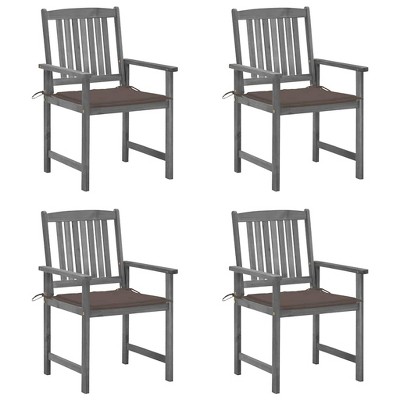 Patio Chair Set of 4 Gray Solid Acacia wood vidaXL