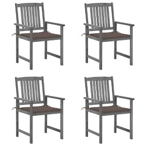 Patio Chair Set of 4 Gray Solid Acacia wood vidaXL - 1 of 4