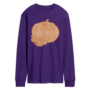 Men's - Instant Message - Muted Plaid Pumpkin Long Sleeve Graphic T-Shirt - 1 of 3