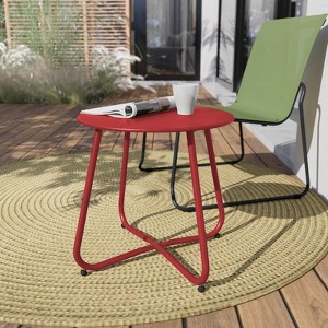 GRANDPATIO Designs Steel Patio Side Table, Weather Resistant Outdoor Round End Table - 1 of 4