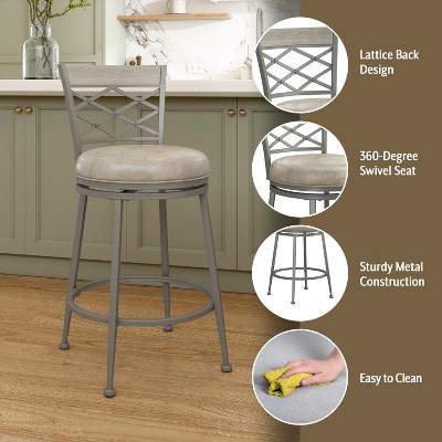 Hutchinson Gray Wood and Metal Swivel Counter Stool