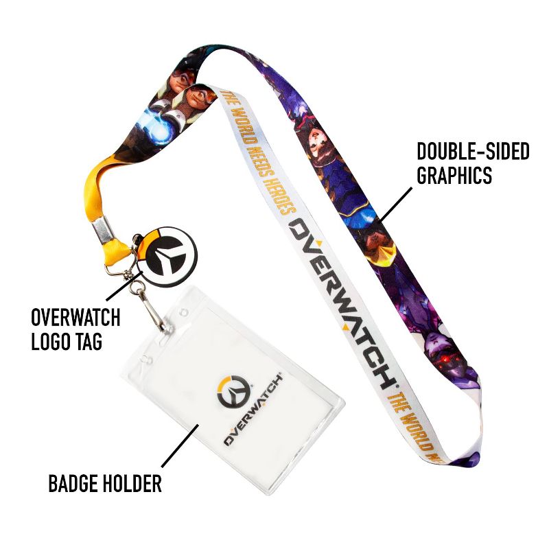 Surreal Entertainment OFFICIAL Overwatch Lanyard | Feat. D. Va & More | Includes ID Holder & Logo Coin, 5 of 8