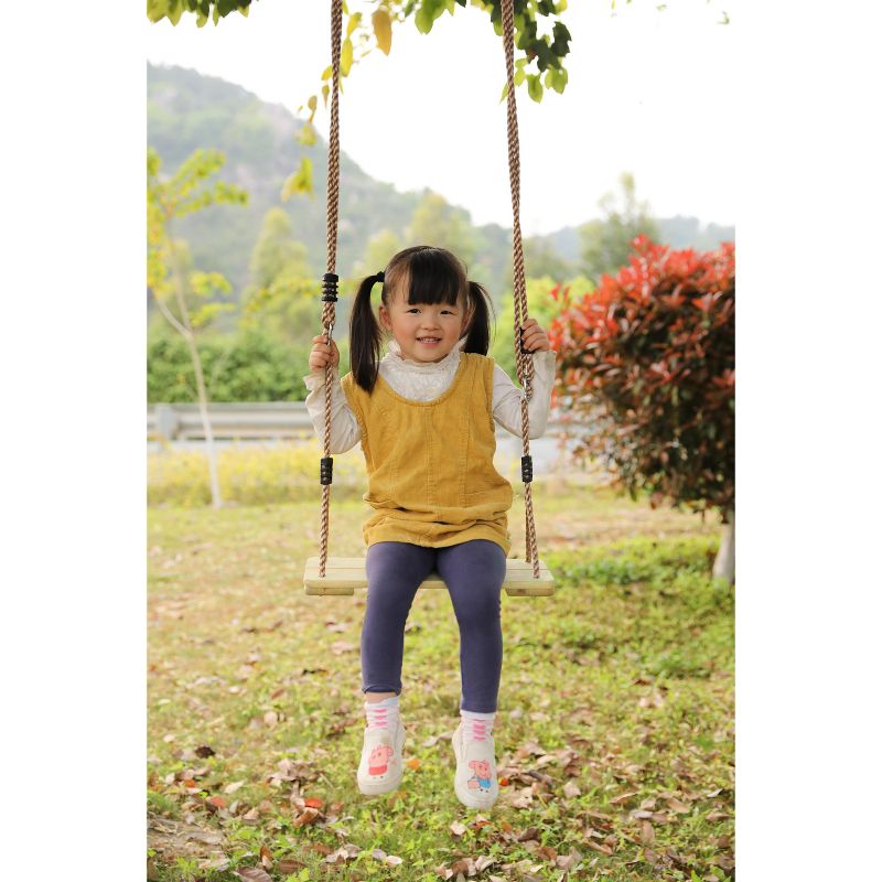 PLAYBERG Outdoor Wooden Tree Swing with Hanging Ropes, 3 of 8