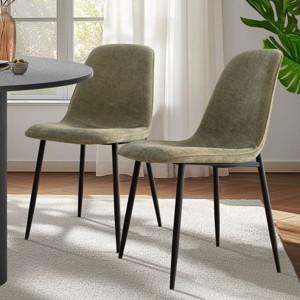 Set of 2 Upholstered Dining Chairs with Metal Legs, Modern Fabric Accent Chairs for Kitchen or Dining Room-Maison Boucle - 1 of 4