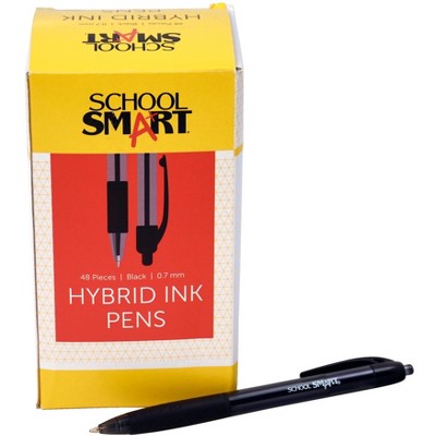 School Smart Retractable Hybrid Pens, Black, pk of 48