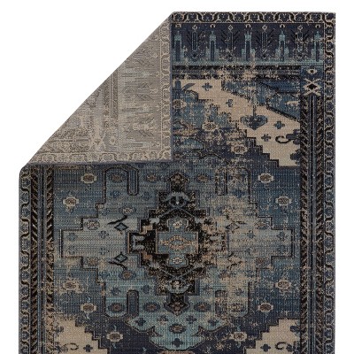 Cicero Blue and Gray Medallion Synthetic Rectangular Area Rug 5'3" x 7'6"