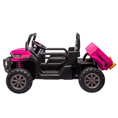 Lomsoe 24V Ride On Truck 2 Seater Ride On UTV with 2x200W Motor Ride On Dump Truck with Dump Bed/Shovel Ride On Car