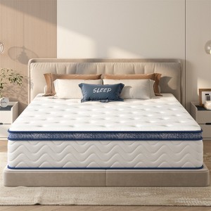 RISOKEYS King Size Mattress - 12 Inch Hybrid Mattress, Innerspring, Medium Firm, Pressure Relief & Motion Isolation, Mattress in a Box - 1 of 4