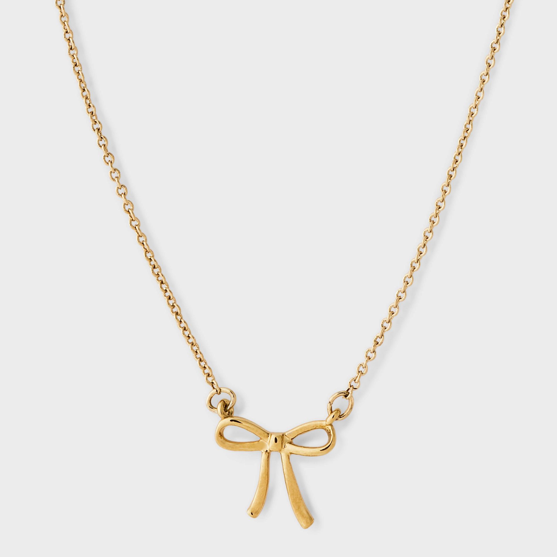 Tiny Tags 14K Gold Ion Plated Bow Necklace